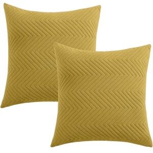 NEW Mustard Yellow Throw Pillow Covers Set of 2 Quilted Soft Home Decor 16x16”